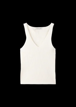 Gebreide Rib Top Met V-Hals<Vanilia Hot