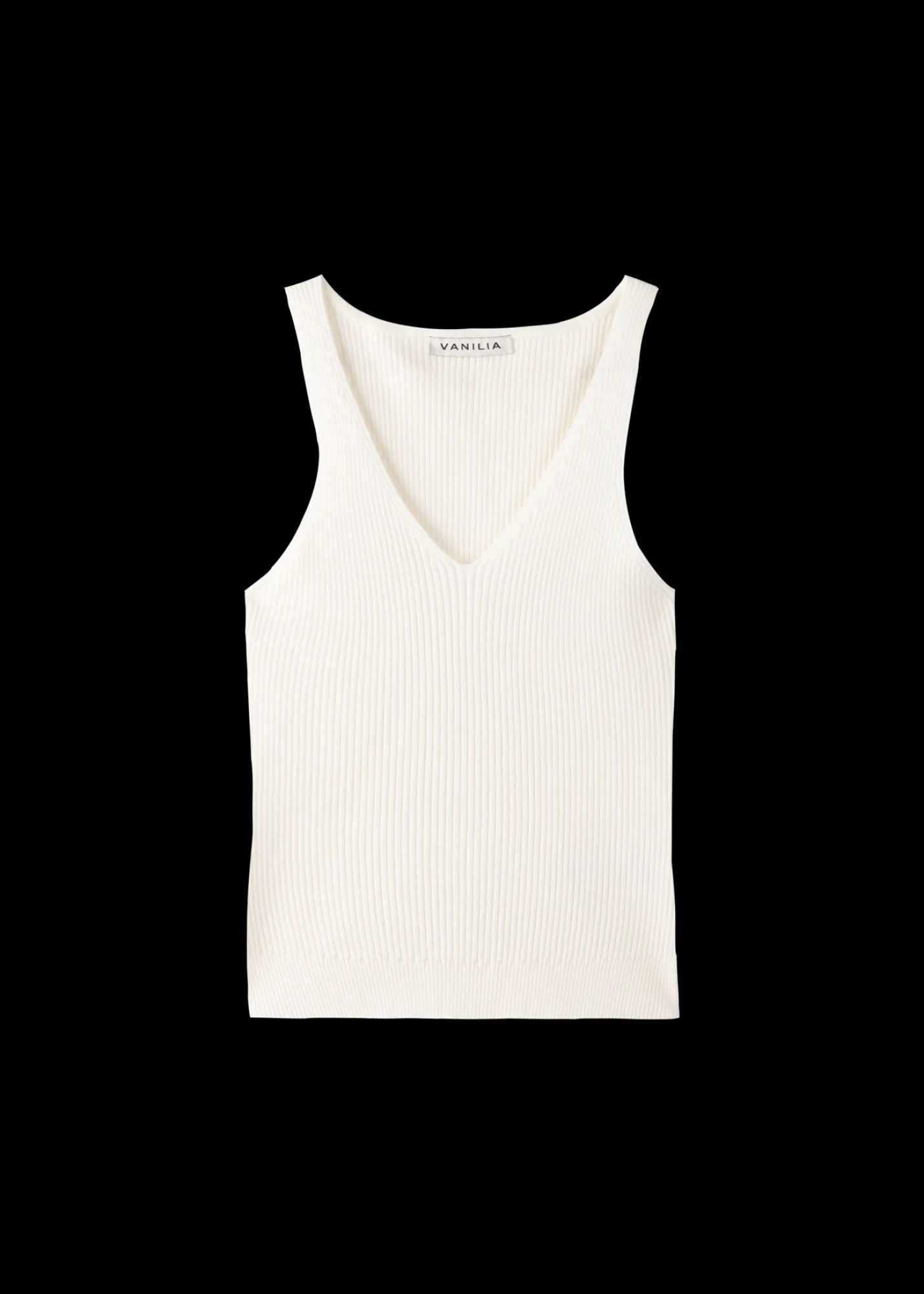 Gebreide Rib Top Met V-Hals<Vanilia Hot