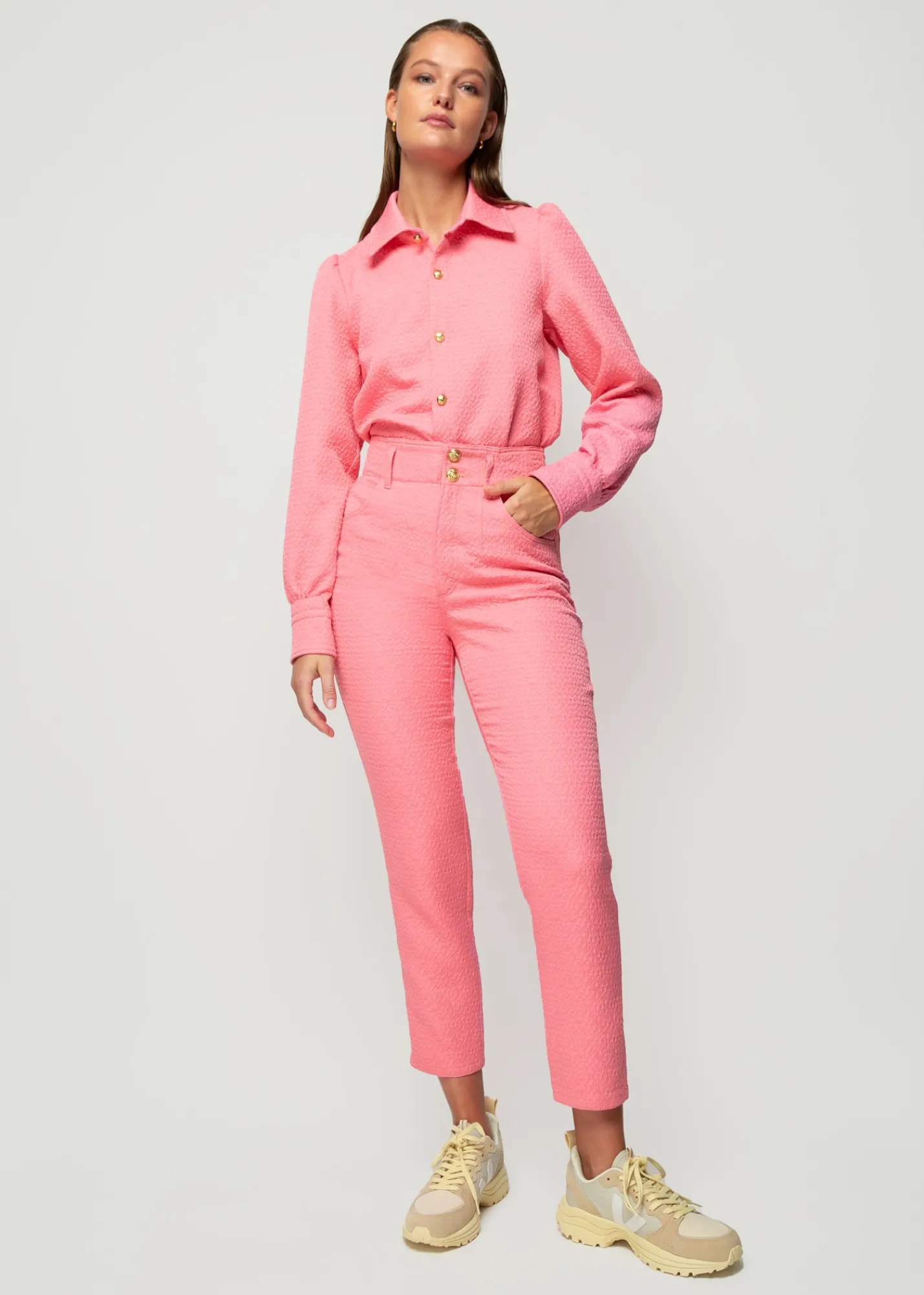 Jacquard Geweven Blouse<Vanilia Outlet