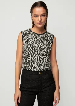 Jacquard Zebra Top<Vanilia Fashion