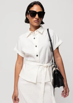 Linnen Blouse Met Korte Mouw<Vanilia Sale