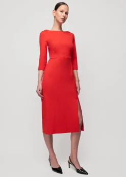 Punto Midi Jurk Met Split<Vanilia Fashion