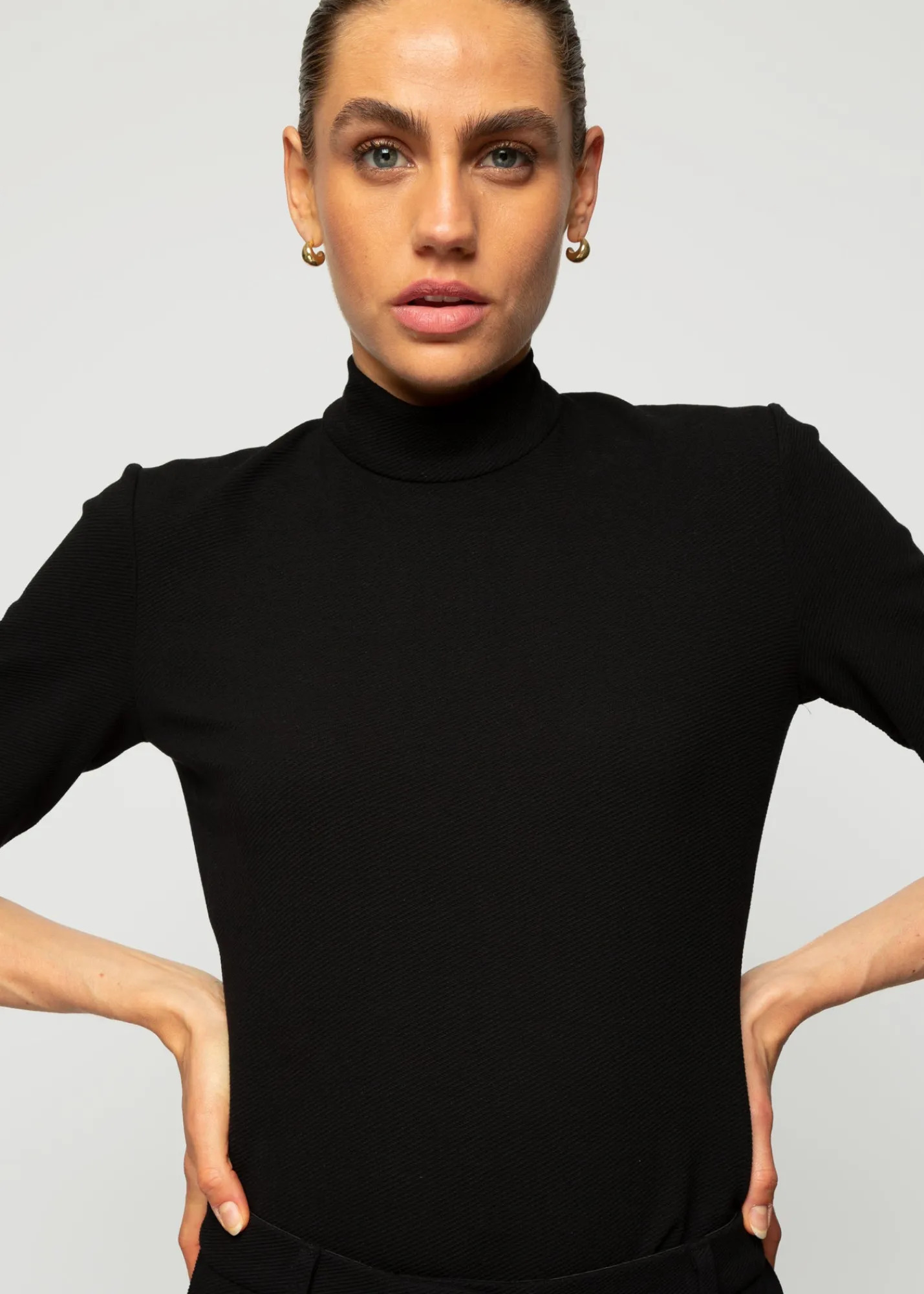 Rib Top Met Col<Vanilia Fashion