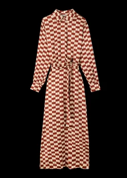 Viscose Midi Jurk Met Blok Print<Vanilia Clearance