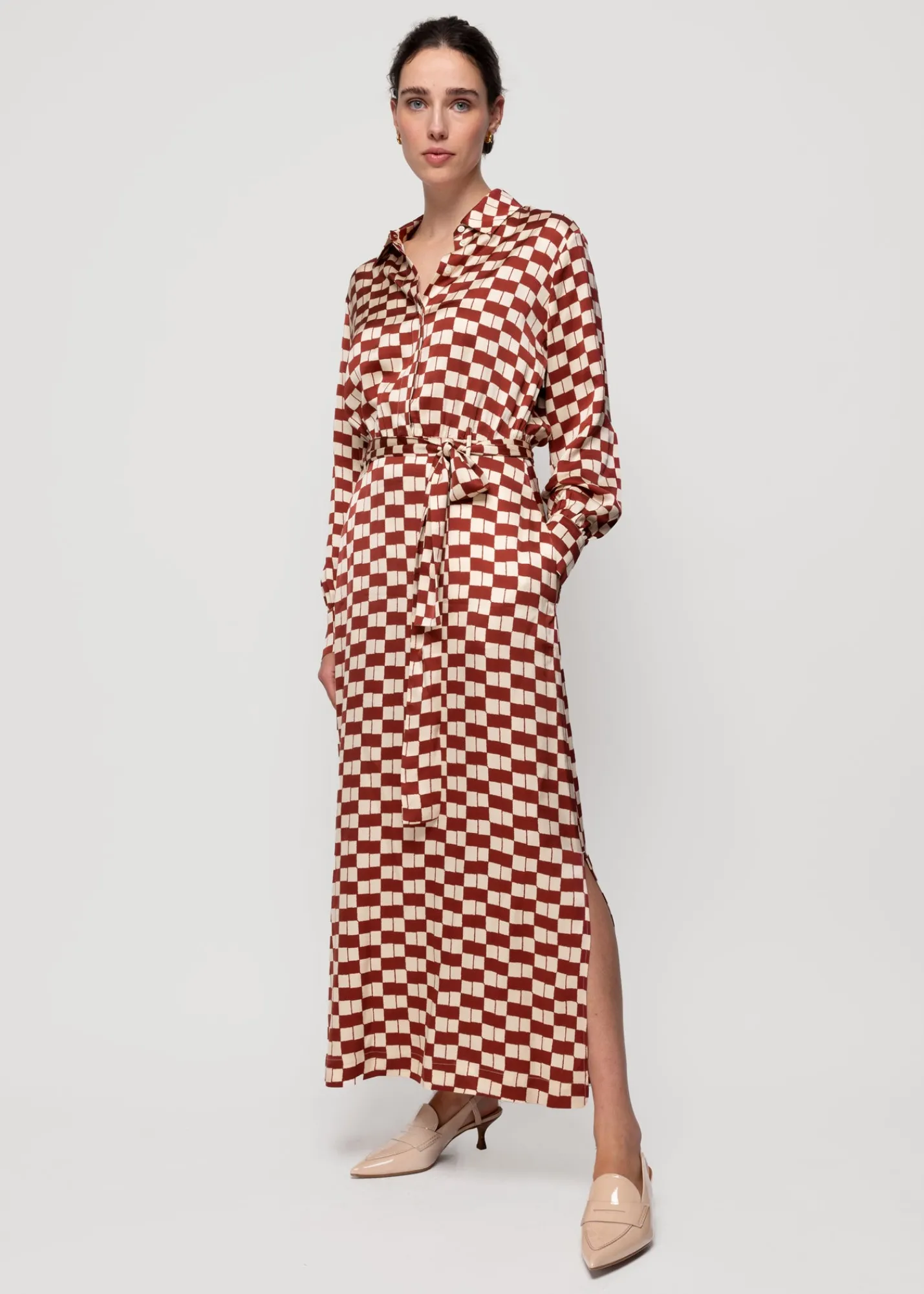 Viscose Midi Jurk Met Blok Print<Vanilia Clearance