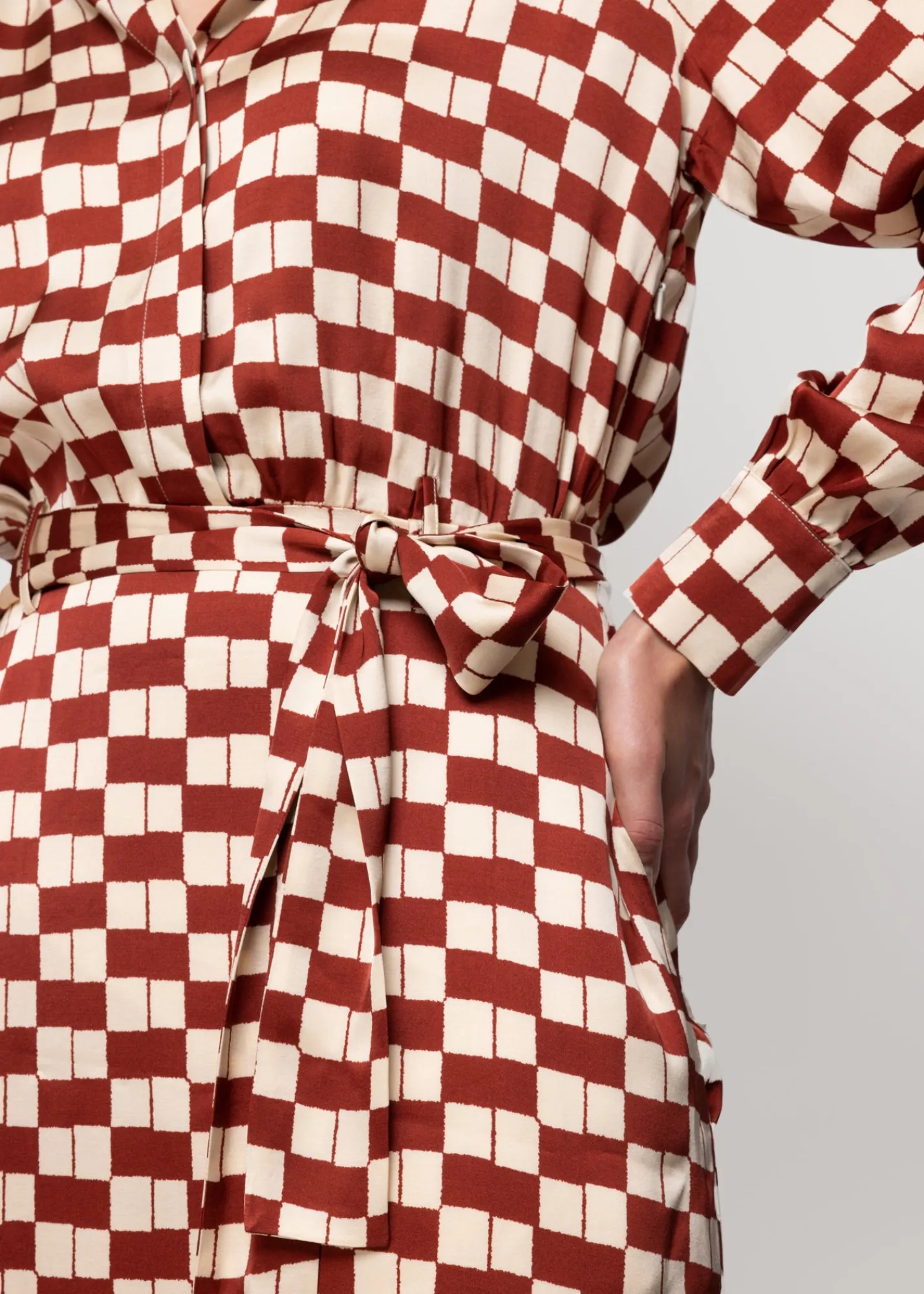 Viscose Midi Jurk Met Blok Print<Vanilia Clearance