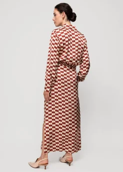 Viscose Midi Jurk Met Blok Print<Vanilia Clearance
