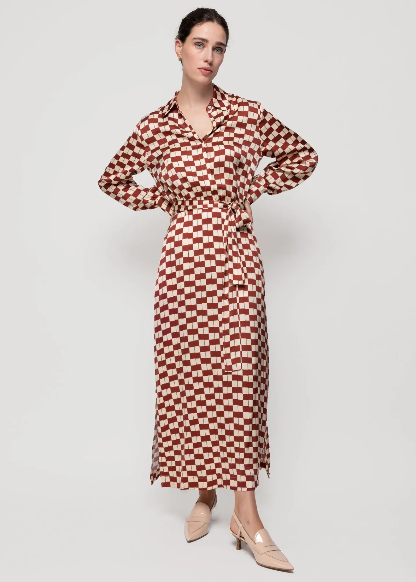 Viscose Midi Jurk Met Blok Print<Vanilia Clearance