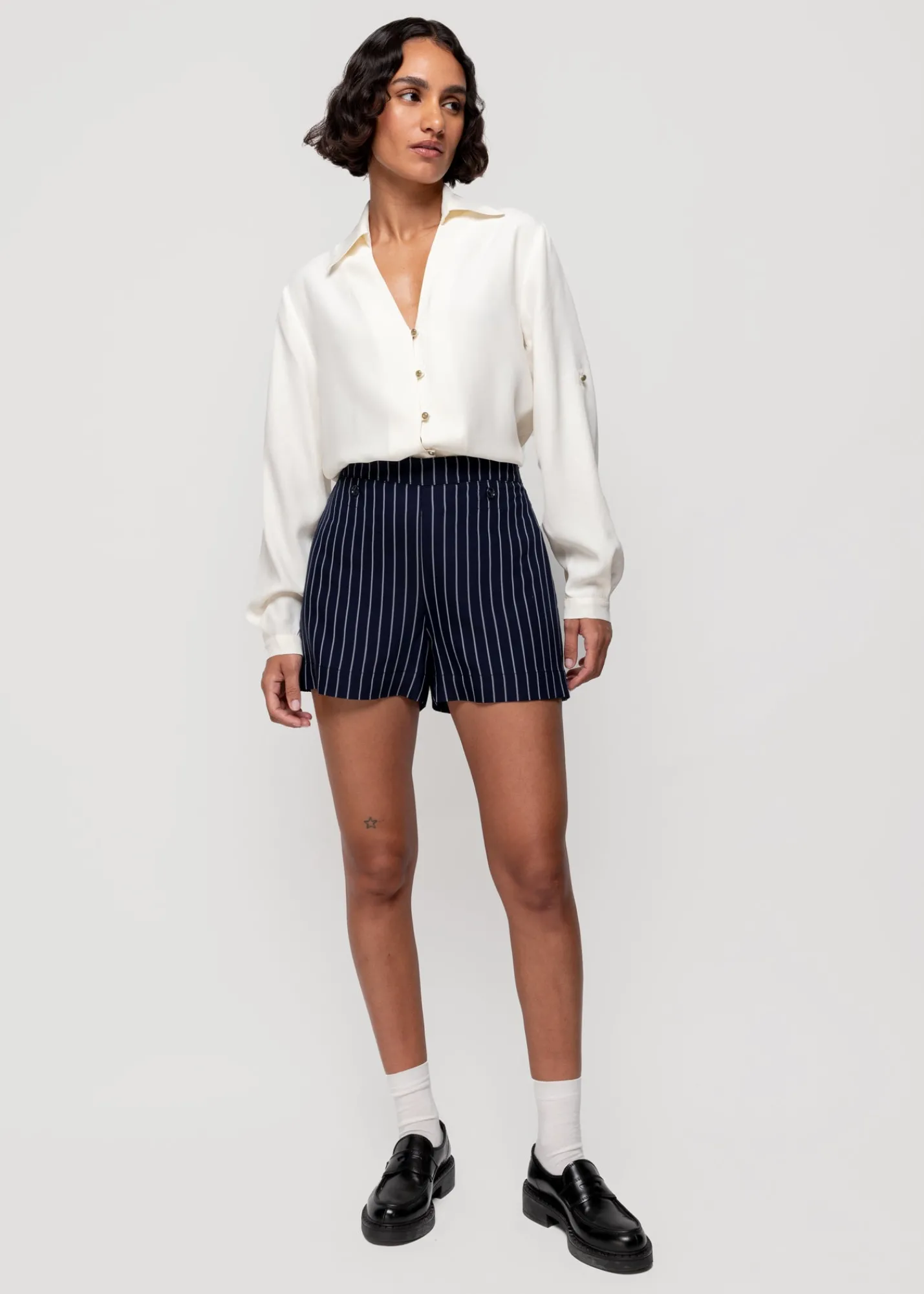 Viscose Short Pin Stripe<Vanilia Clearance
